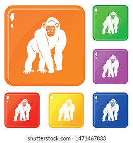Bonobo icons set collection vector 6 color isolated on white background