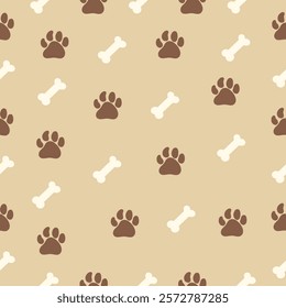 Bons and foot prints pattern background