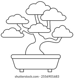 Bonsai black thin line icon. Bonsai icon vector illustration design
