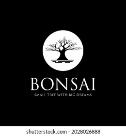 bonsai black and white flat design logo