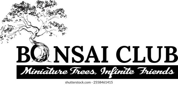 "Bonsai Club" represents a minimalist and elegant design that captures the spirit of bonsai enthusiasts and nature lovers. The simplicity of the text ensures a timeless and versatile look.