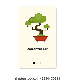 Bonsai flach Symbol. Schild mit gegossenem Baum einzeln. Naturkonzept. Vektorgrafik-Symbolelemente für Webdesign