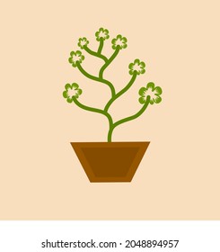 Bonsai flower flat design can be edited for decoration and other design materials