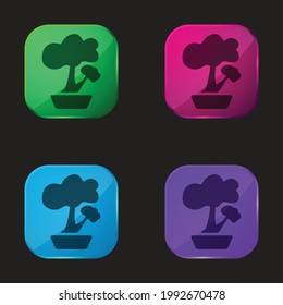 Bonsai four color glass button icon