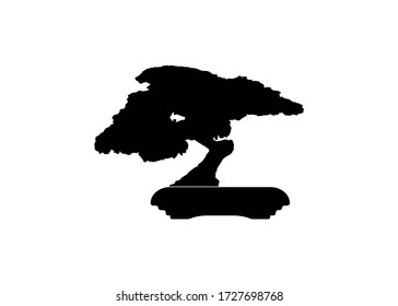 bonsai icon, Japanese bonsai tree , plant silhouette icons on white background, Black silhouette of bonsai. Vector isolate on white background 