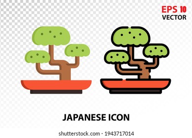 Bonsai icon on transparent background. Japan symbol for your website design, logo, app, UI. Eps10 vector illustration.