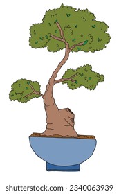 Bonsai illustration image. 
Hand drawn image artwork of a bonsai, 
Simple cute original logo.
Hand drawn vector illustration for posters, cards, t-shirts.