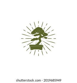 bonsai illustration logo on white background