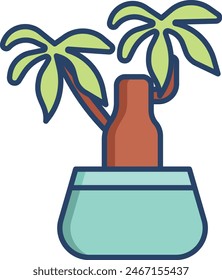 bonsai Lamp linear color vector illustration