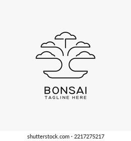 Bonsai line art logo design