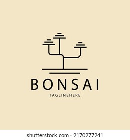 Bonsai Line Art Logo, Vektorgrafik Design Vorlage
