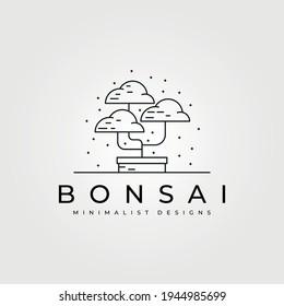 bonsai line art tree icon logo vector design minimal illustration design,houseplant simple logo design