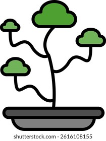 Bonsai Line Filled Vector Icon Design