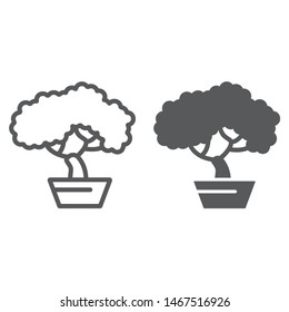 Bonsai line and glyph icon, asian and plant, tree sign, vector graphics, a linear pattern on a white background, eps 10.