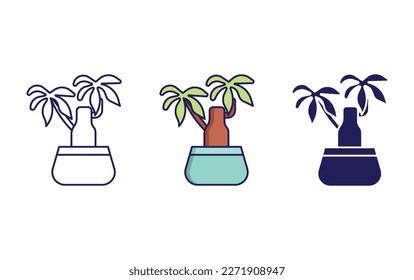 bonsai line and solid illustration icon