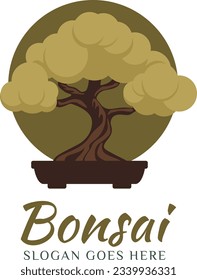 Bonsai Logo Design. Illustration of Bonsai Logo Design Template Tree Vector In Flat Design Style