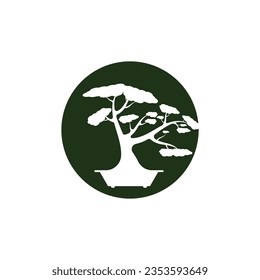 Bonsai logo design. Japanese Mini Small Plant Tree Silhouette logo design