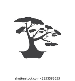 Bonsai logo design. Japanese Mini Small Plant Tree Silhouette logo design