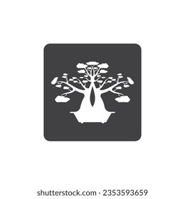 Bonsai logo design. Japanese Mini Small Plant Tree Silhouette logo design