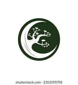 Bonsai logo design. Japanese Mini Small Plant Tree Silhouette logo design