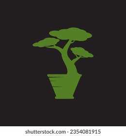 Bonsai logo design. Japanese Mini Small Plant Tree Silhouette logo design