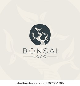 Bonsai logo design Premium Vector