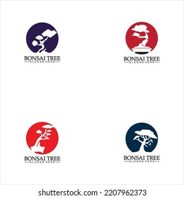 Bonsai logo design silhouette icon vector