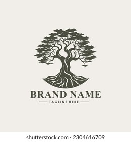 bonsai logo design silhouette, vintage tree logo, Bonsai Logo Design Template