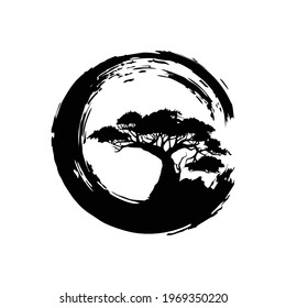 Bonsai logo design. Tree logo design inspiration isolated on white background.