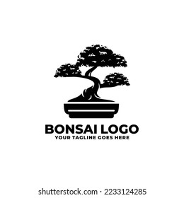 Bonsai logo design vector illustration