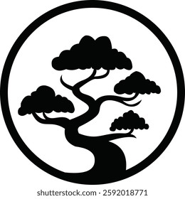 Bonsai logo design vector illustration