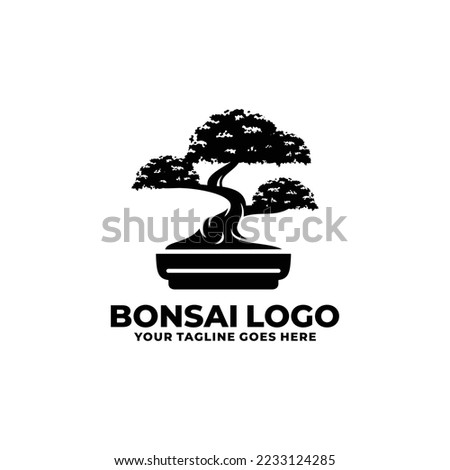 Bonsai logo design vector illustration