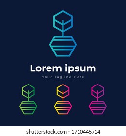 Bonsai logo Geometric vector artwork
