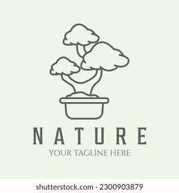 bonsai logo icon minimalist illustration design line art