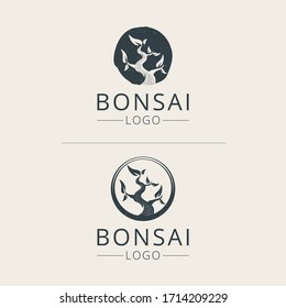 Bonsai logo template premium vector
