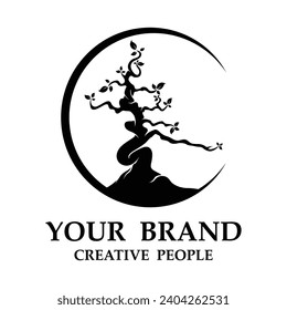 bonsai logo template vector illustration design. logo suitable for bonsai enthusiasts or plant businesses.