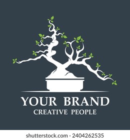 bonsai logo template vector illustration design. logo suitable for bonsai enthusiasts or plant businesses.