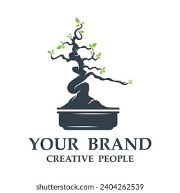 bonsai logo template vector illustration design. logo suitable for bonsai enthusiasts or plant businesses.