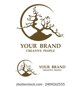 bonsai logo template vector illustration design. logo suitable for bonsai enthusiasts or plant businesses.