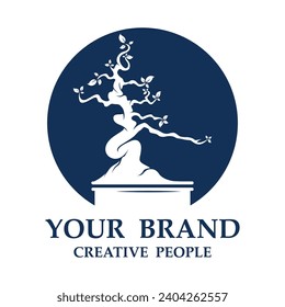 bonsai logo template vector illustration design. logo suitable for bonsai enthusiasts or plant businesses.