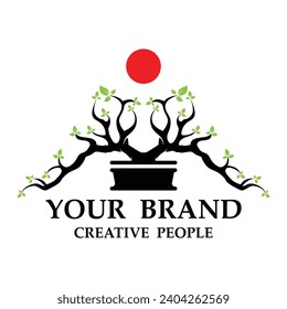 bonsai logo template vector illustration design. logo suitable for bonsai enthusiasts or plant businesses.