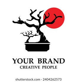 bonsai logo template vector illustration design. logo suitable for bonsai enthusiasts or plant businesses.