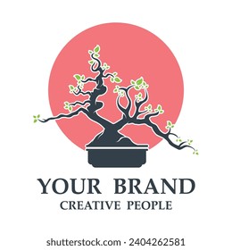 bonsai logo template vector illustration design. logo suitable for bonsai enthusiasts or plant businesses.