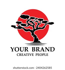 bonsai logo template vector illustration design. logo suitable for bonsai enthusiasts or plant businesses.