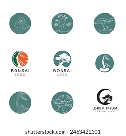 Bonsai logo vector template and symbol
