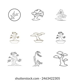 Bonsai logo vector template and symbol