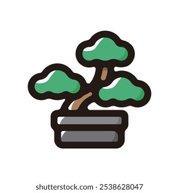 Bonsai outline icon for graphic design, apps and websites