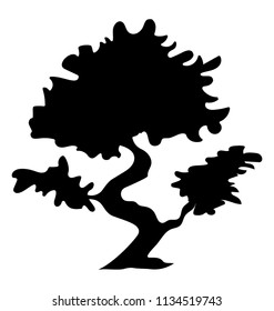 
Bonsai pine tree, decorative tree glyph icon
