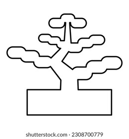 Bonsai pine tree garden concept plant japanese contour outline line icon black color vector illustration image thin flat style