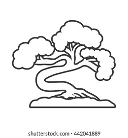 Bonsai plant  icon. Japan culture. Vector graphic